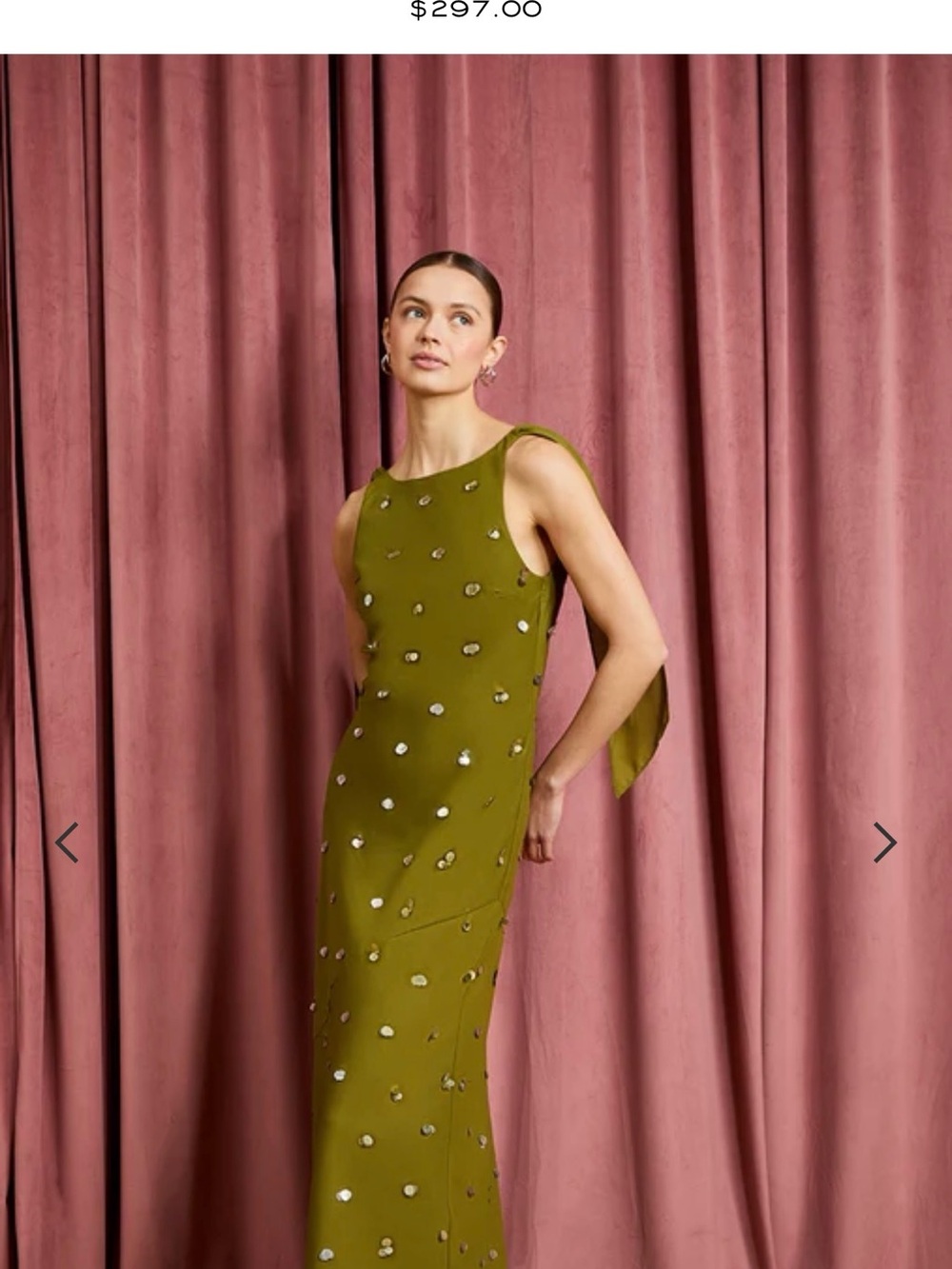 SAYLOR Olive Green Embellished Maxi Dress